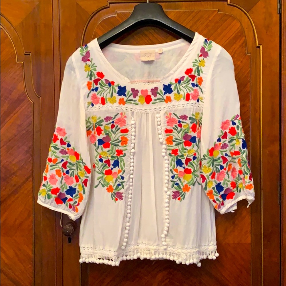 Anthropologie Vanessa Virginia Embroidered Blouse